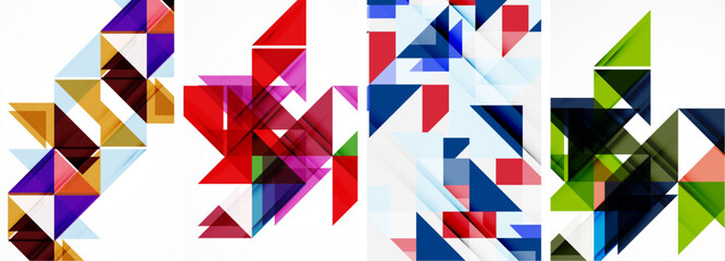 Fototapeta premium Set of abstract random triangle composition backgrounds. Vector illustration for for wallpaper, business card, cover, poster, banner, brochure, header, website
