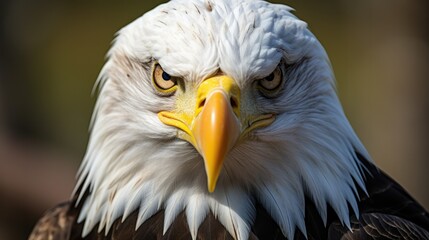 Obraz premium A close-up portrait of a majestic eagle, its piercing gaze and sharp talons conveying its predatory power.