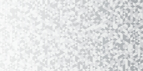 Abstract geometric white and gray background seamless mosaic and low polygon triangle texture wallpaper. Triangle shape retro wall grid pattern geometric ornament tile vector square element.