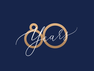 Eighty years celebration event. 80 years anniversary sign. Vector design template.

