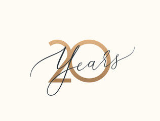 Twenty years celebration event. 20 years anniversary sign. Vector design template.