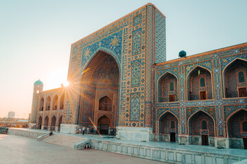 Sunset at Registan, in Samarkand, Uzbekistan