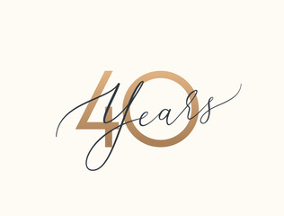 Forty years celebration event. 40 years anniversary sign. Vector design template.