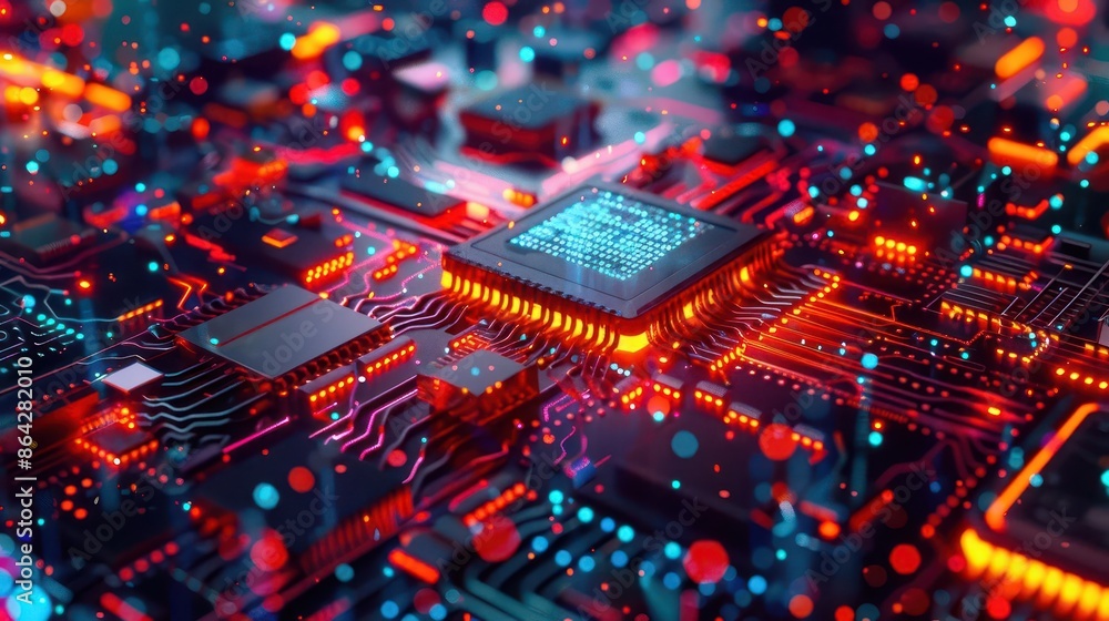 Poster abstract artificial intelligence computer processor wallpaper digital illustration
