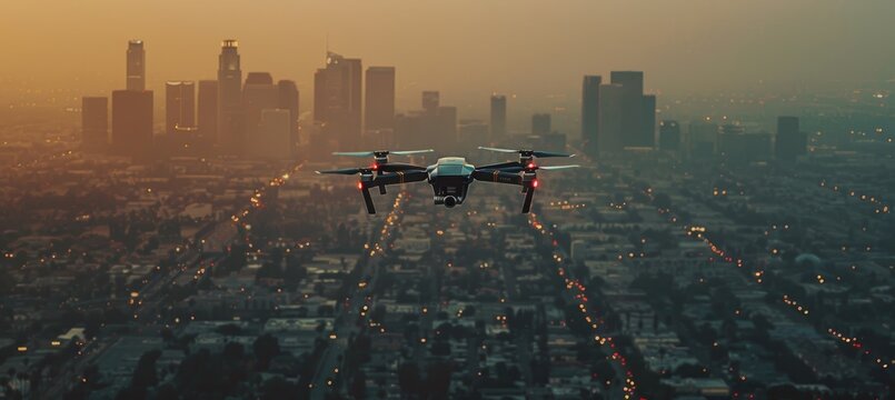 Advanced Drone Aerial Footage Over a Modern Cityscape - Precision Technology for Urban Photography
