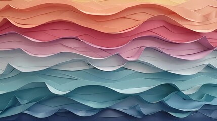 Layered construction paper cut in waves for a multi-textured look