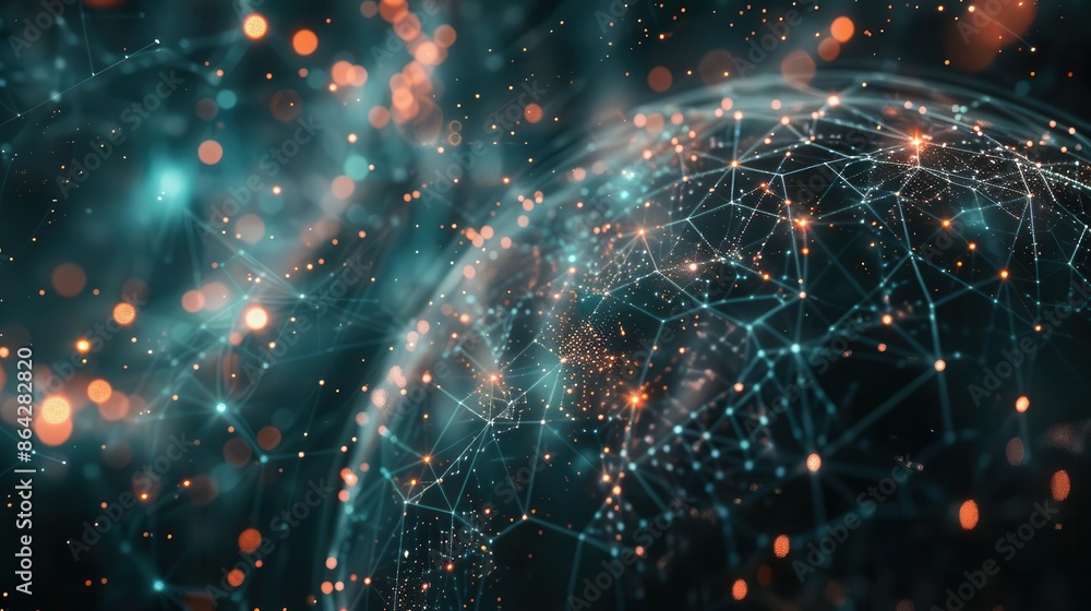 Aufkleber abstract global network background glowing data connections in futuristic digital sphere 3d render