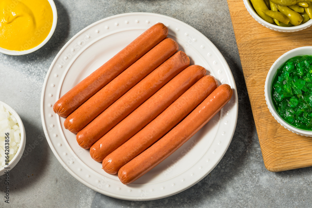 Sticker uncured uncooked hot dogs