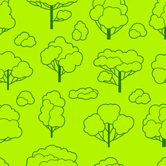 Pattern with trees. Spring or summer stylized plants.