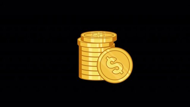 Stack of us dollars coins, money stack animation us dollar bill. Business finance, Save money, Pile of golden coins.