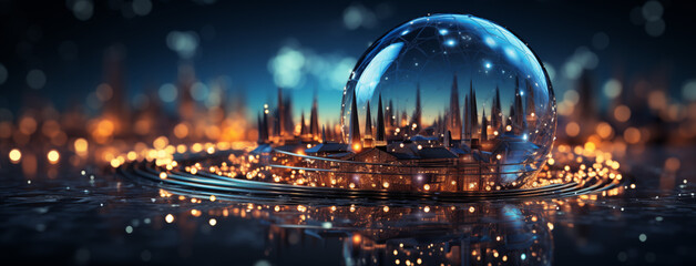 Fototapeta premium Futuristic Technology Sphere with Data Streams