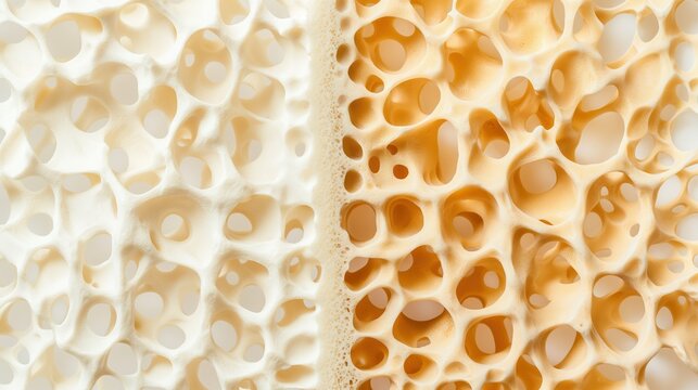 Comparison of healthy bone and bone with osteoporosis