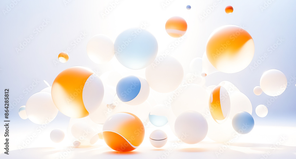 Poster abstract 3d background with floating spheres