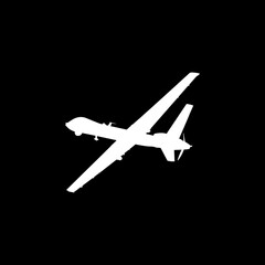 Silhouette of the UAV drone or Unmanned Aerial Vehicle, can use for Art Illustration, Logo Gram, Pictogram, Website, or Grahhic Design Element. Vector Illustration