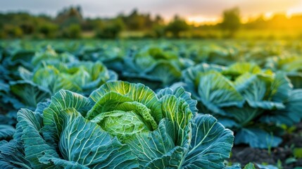 The green cabbage field