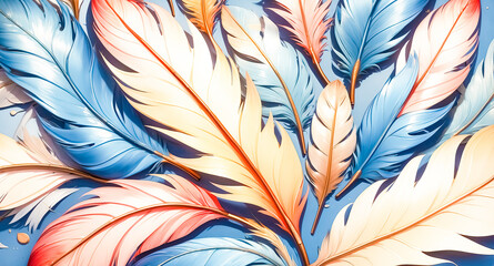 Abstract Feathers in Pastel Colors