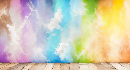 Abstract Colorful Background with Wooden Floor