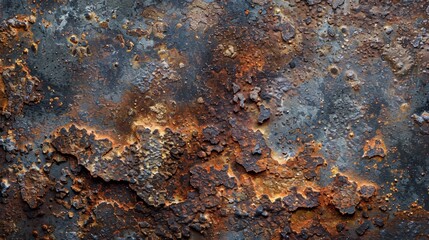 Weathered Rusty Metal Texture Background with Decay and Corrosion Patterns for Industrial Design Concepts