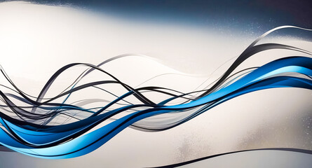 Naklejka premium Abstract blue and black waves on white background