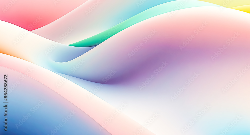 Poster abstract pastel gradient background with smooth curved lines