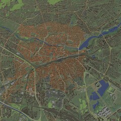 3D illustration of city and urban in Nuremberg Germany