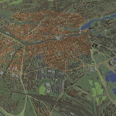 3D illustration of city and urban in Nuremberg Germany