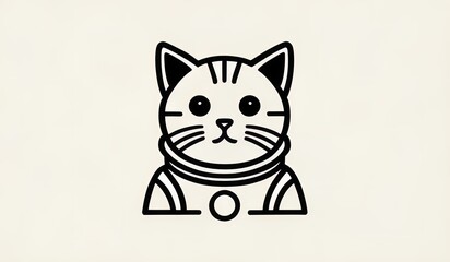 Obraz premium logo vector illustration astronaut cat
