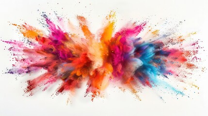 Fototapeta premium chromatic explosion vibrant colored powder burst on white highspeed photography art