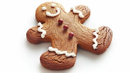 Fototapeta premium classic gingerbread man traditional christmas cookie isolated on white food photography