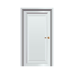 Closed wooden door flat vector illustration on white background