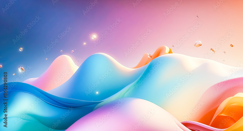 Aufkleber abstract liquid swirls with colorful gradient and floating bubbles