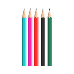 Set of black red green and blue pencil vector design isolated on white background