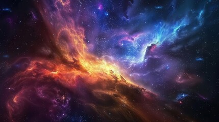 Obraz premium cosmic wonder vibrant space nebula with swirling galaxy and starry expanse astronomical art