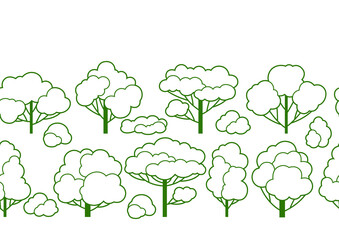 Pattern with trees. Spring or summer stylized plants.
