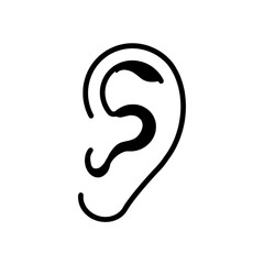 Naklejka premium Ear vector icon, hearing symbol. Simple, flat design for web or mobile app