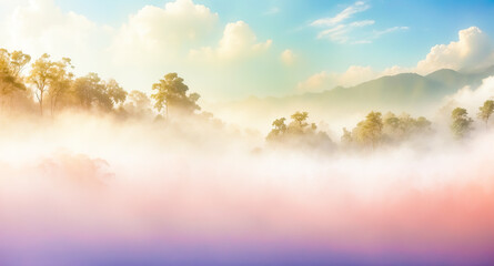 Fototapeta premium Misty Mountain Landscape with Soft Colors