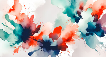 Abstract Watercolor Background with Splashes of Color