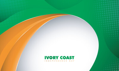 Waving abstract gradient of green and orange in white background for ivory coast independence day