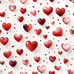 watercolor red mini hearts, seamless repeating pattern, minimal pattern, high contrasty 