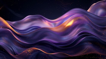 A sleek wallpaper design featuring abstract gold streaks on a black and purple gradient background, offering a chic and artistic vibe