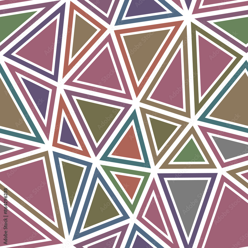 Poster triangle shapes background. big triangle size. solid shapes in frames. multicolored style. repeatabl