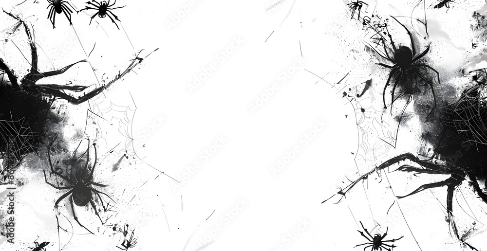 Poster a spider web with three spiders on it