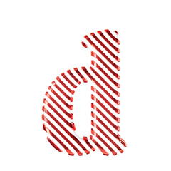 White symbol with red diagonal ultra thin straps. letter d