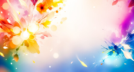 Abstract Watercolor Background with Floral Elements