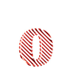 White symbol with red diagonal ultra thin straps. letter o