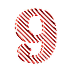 Fototapeta premium White symbol with red diagonal ultra thin straps. number 9