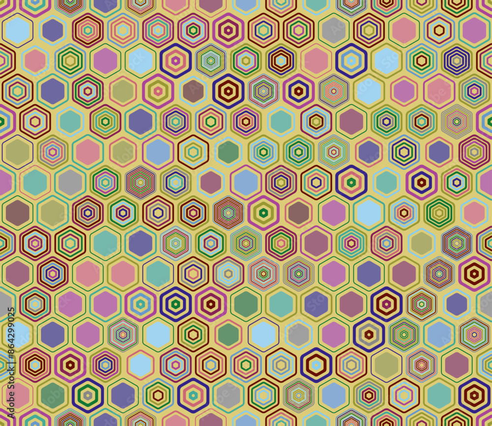 Poster honeycomb hexagon cells background. geometric elements of varied style and color. hexagon cells. til