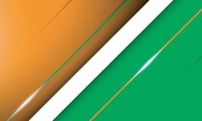 Simple geometric background of orange white and green design with simple shining line