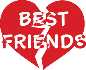 Best friends heart isolated on white background. Flat vector illustration.