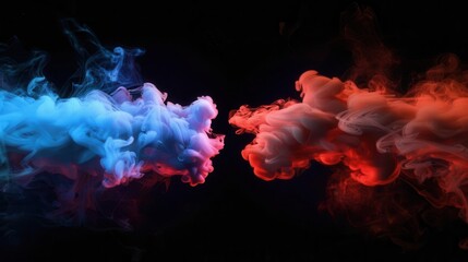 Obraz premium epic clash of elements blue vs red smoke effect on black background dynamic sports competition illustration